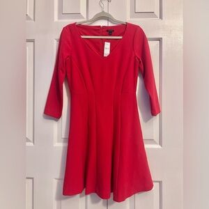 (NWT) Ann Taylor Red Fit and Flare V-Neck Dress